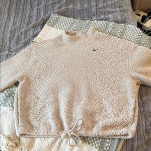 Women’s Nike Cream Sherpa Crewneck Pullover